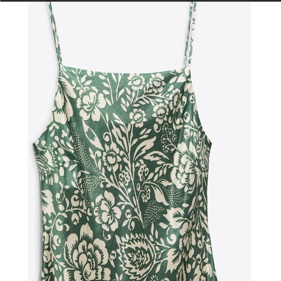 ZARA Green Floral Midi Dress | NWOT - Picture 4 of 14